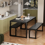 Asofer 3 Piece Dining Room Table Set, Black Bench Table Set, Kitchen Table Set for Corner Breakfast Nook