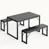 Asofer Dining Table Set for 4, 45.5" Modern Kitchen Dinette Set with 2 Bench for Dining Room, Black