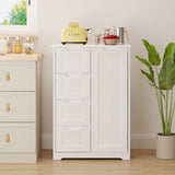 Asofer 33" White Moisture-Resistant Anti-Tip Pantry Cabinet with Door, 4 Drawers & Shelves