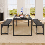 Asofer Dining Table Set for 4, 45.5" Modern Kitchen Dinette Set with 2 Bench for Dining Room, Black