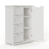 Asofer 33" White Moisture-Resistant Anti-Tip Pantry Cabinet with Door, 4 Drawers & Shelves