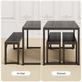 Asofer Dining Table Set for 4, 45.5" Modern Kitchen Dinette Set with 2 Bench for Dining Room, Black