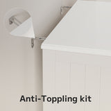 Asofer 33" White Moisture-Resistant Anti-Tip Pantry Cabinet with Door, 4 Drawers & Shelves