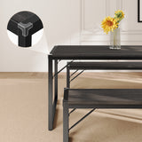 Asofer Dining Table Set for 4, 45.5" Modern Kitchen Dinette Set with 2 Bench for Dining Room, Black