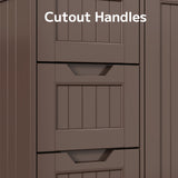 Asofer 33" Dark Brown Moisture-Resistant Anti-Tip Pantry Cabinet with Door, 4 Drawers & Shelves