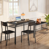 Asofer Dining Table Set for 4, with Wood Table, 2 Chairs and Bench, Storage Shelves, for Small Space