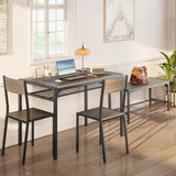 Asofer Dining Table Set for 4, with Wood Table, 2 Chairs and Bench, Storage Shelves, for Small Space,Grey