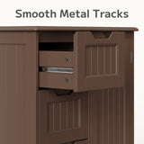 Asofer 33" Dark Brown Moisture-Resistant Anti-Tip Pantry Cabinet with Door, 4 Drawers & Shelves
