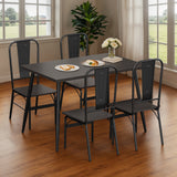 Asofer Dining Table Set for 4, Small Kitchen Table Chairs Set of 4, Space Saving Wooden Chairs and Table Set, Black