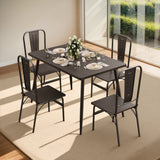 Asofer Dining Table Set for 4, Small Kitchen Table Chairs Set of 4, Space Saving Wooden Chairs and Table Set, Black