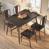 Asofer Dining Table Set for 4, Small Kitchen Table Chairs Set of 4, Space Saving Wooden Chairs and Table Set, Black