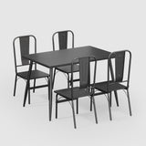 Asofer Dining Table Set for 4, Small Kitchen Table Chairs Set of 4, Space Saving Wooden Chairs and Table Set, Black