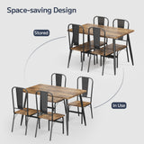 Asofer Small Kitchen Table Set for 4, Wooden Dining Table Set, Rectangle Dining Room Set, Space Saving, Retro