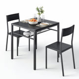 Asofer Kitchen Table and Chairs Set Storage Shelves, Suitable for Small Spaces and Apartments, Black