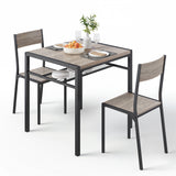Gray Dining Table Set for 2, Kitchen Table with Chairs and Storage Shelves for Small Space