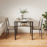 Gray Dining Table Set for 2, Kitchen Table with Chairs and Storage Shelves for Small Space