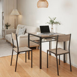 Gray Dining Table Set for 2, Kitchen Table with Chairs and Storage Shelves for Small Space