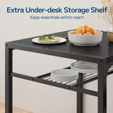 Asofer Kitchen Table and Chairs Set Storage Shelves, Suitable for Small Spaces and Apartments, Black