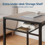 Gray Dining Table Set for 2, Kitchen Table with Chairs and Storage Shelves for Small Space