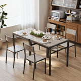 Gray Dining Table Set for 2, Kitchen Table with Chairs and Storage Shelves for Small Space