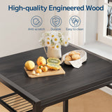 Asofer Kitchen Table and Chairs Set Storage Shelves, Suitable for Small Spaces and Apartments, Black