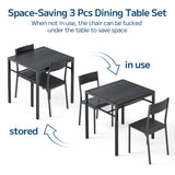 Asofer Kitchen Table and Chairs Set Storage Shelves, Suitable for Small Spaces and Apartments, Black