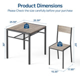Gray Dining Table Set for 2, Kitchen Table with Chairs and Storage Shelves for Small Space