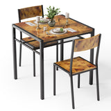 Asofer Wood Dining Table Set, Kitchen Table Chairs Set of 3, Suitable for Couples, Small Space, Retro