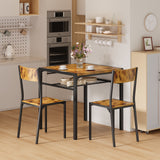 Asofer Wood Dining Table Set, Kitchen Table Chairs Set of 3, Suitable for Couples, Small Space, Retro