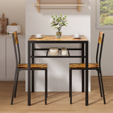 Asofer Wood Dining Table Set, Kitchen Table Chairs Set of 3, Suitable for Couples, Small Space, Retro
