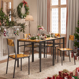 Asofer Wood Dining Table Set, Kitchen Table Chairs Set of 3, Suitable for Couples, Small Space, Retro