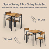 Asofer Wood Dining Table Set, Kitchen Table Chairs Set of 3, Suitable for Couples, Small Space, Retro