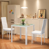 Dining Table Set for 2, Asofer 3 Pieces  Kitchen Table and PU Leather Chairs Set for Small Space, White
