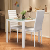 Dining Table Set for 2, Asofer 3 Pieces  Kitchen Table and PU Leather Chairs Set for Small Space, White