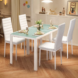 Dining Table Set for 2, Asofer 3 Pieces  Kitchen Table and PU Leather Chairs Set for Small Space, White