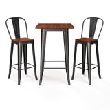 Asofer Bar Table and Stool Set, Dining Table Set of 2, Kitchen Bar Height Table for Pub, Small Space, Retro