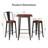 Asofer Bar Table and Stool Set, Dining Table Set of 2, Kitchen Bar Height Table for Pub, Small Space, Retro