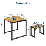 Asofer 3-Piece Square Table & Chair Set, Space Saving Dining Table Set with Metal Frame Table for Kitchen, Dining Room, Retro