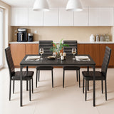 Asofer Dining Table Set for 4, Wood Dining Table with 4 PU Leather Chair for Home and Kitchen, Black