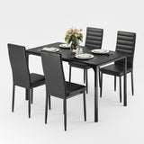 Asofer Dining Table Set for 4, Wood Dining Table with 4 PU Leather Chair for Home and Kitchen, Black