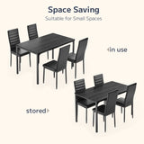 Asofer Dining Table Set for 4, Wood Dining Table with 4 PU Leather Chair for Home and Kitchen, Black