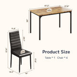 Asofer Modern Dining Set For 4, Table & PU Leather Chairs, Space Saving Dinette for Kitchen & Apartment