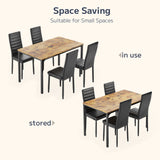 Asofer Modern Dining Set For 4, Table & PU Leather Chairs, Space Saving Dinette for Kitchen & Apartment