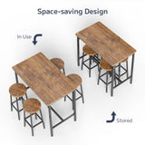 r Bar table Set, Modern 5 Piece Dining Table Set, Kitchen Pub Table Set with 4 chairs, Retro