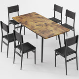 Asofer 63” Dining Table Set with PU chairs for Breakfast Nook, Dinner Table 6 for Small Space Comfortably Square, Retro