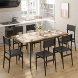 Asofer 63” Dining Table Set with PU chairs for Breakfast Nook, Dinner Table 6 for Small Space Comfortably Square, Retro