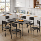 Asofer Dining Table Set for 6, Small Kitchen Table Chairs Set of 6, Space Saving, Black