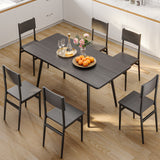 Asofer 63” Dining Table Set with PU chairs for Breakfast Nook, Dinner Table 6 for Small Space Comfortably Square, Black