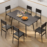 Asofer Dining Table Set for 6, Small Kitchen Table Chairs Set of 6, Space Saving, Black