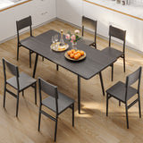 Asofer 7-Piece Extendable Dining Table Set for 4-6 People,Rectangular Kitchen Table Set for Small Apartment